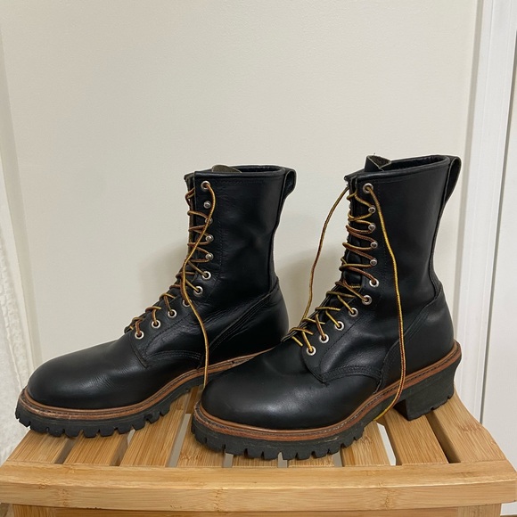 Red Wing Logger Firefighter model 699 Men’s 10d Black Leather Boots - Picture 3 of 10